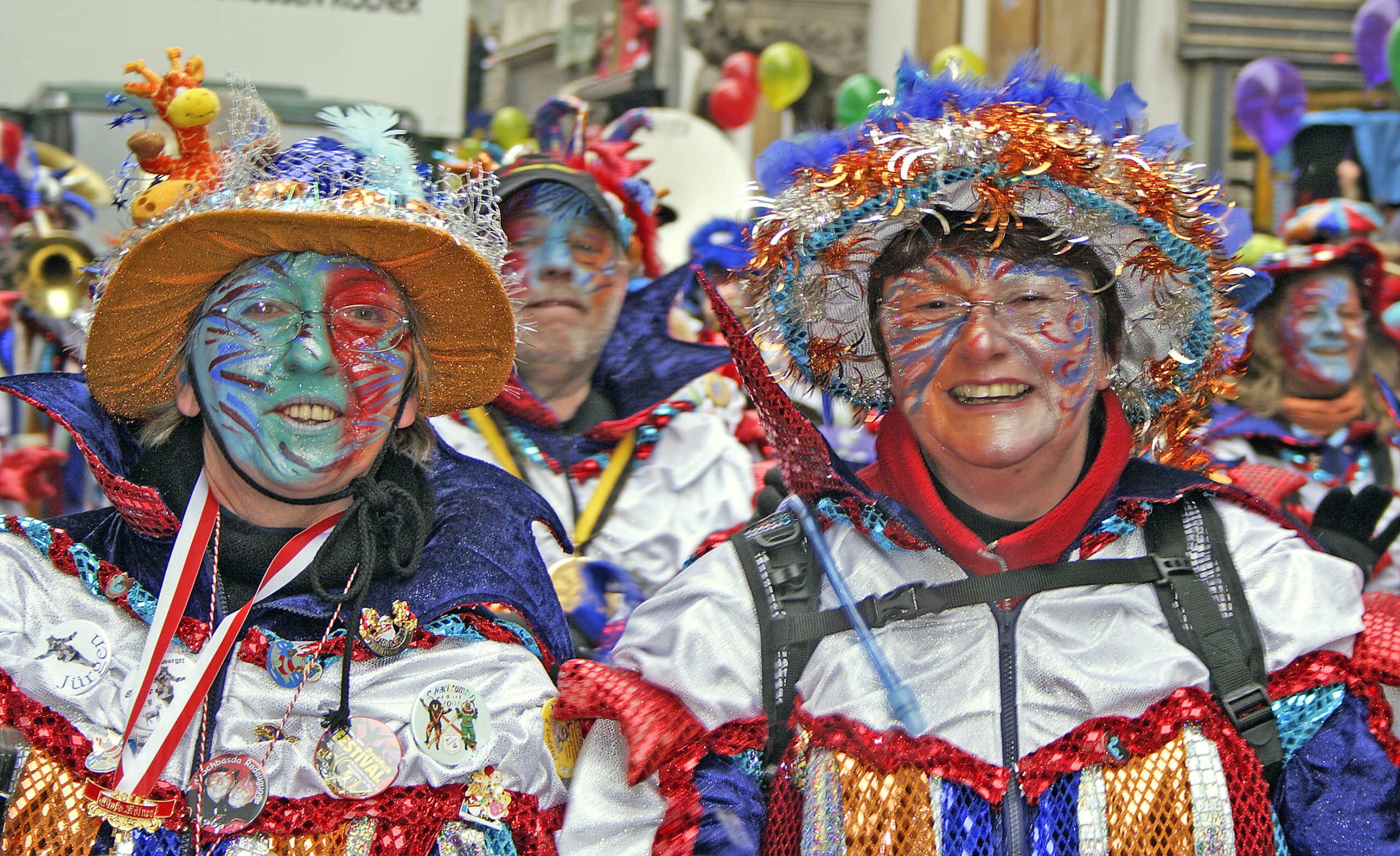 Unidentified people in the Carnival parade in Cologne, Germany. This parade is organized yearly.