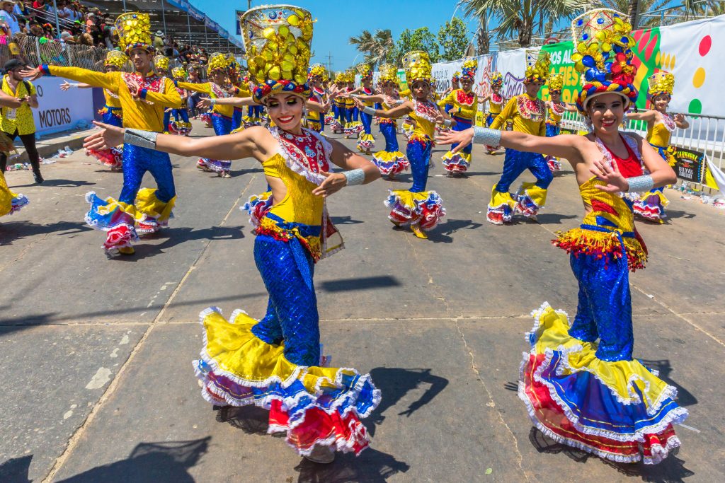 Barranquilla Carnival - people participating at the parade of the carnival festival of Barranquilla Atlantico Colombia