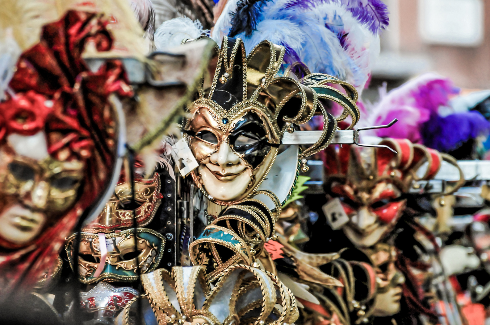 Assortment of colorful carnival masks featured in the blog “My 2025 Carnival Travel List,” symbolizing costumes, culture, and festive preparations for global carnival celebrations.
