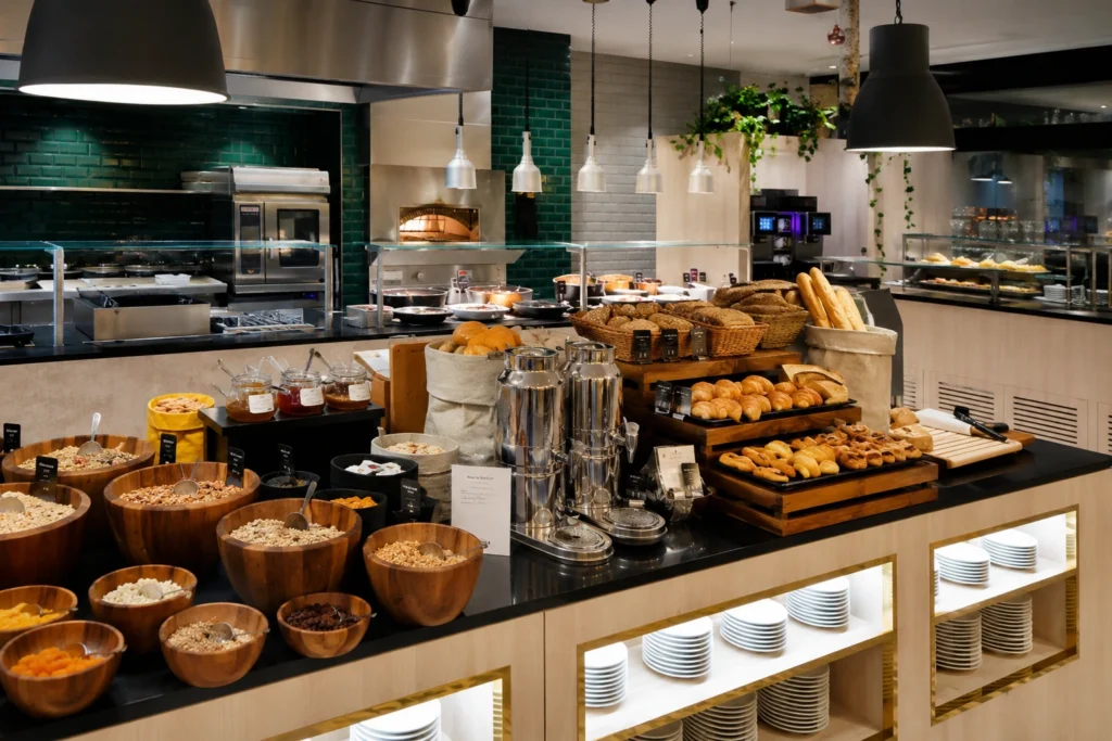 Breakfast buffet at Crowne Plaza Berlin City Centre Ku’damm by IHG during a Berlin Carnival of Cultures stay