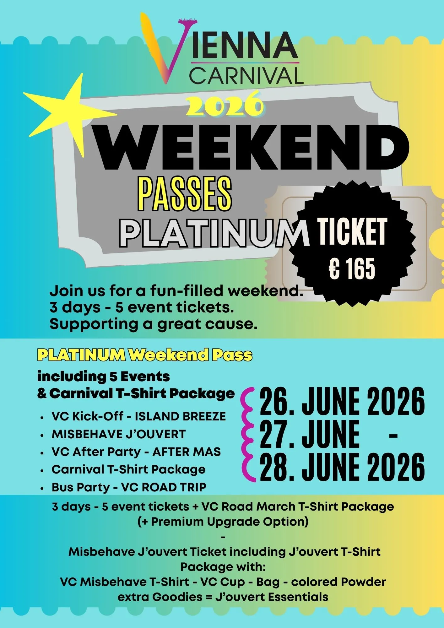 Vienna Carnival 2026 Platinum Weekend Pass – VIP access to all events, premium costume options, and luxury Carnival in Austria experience.