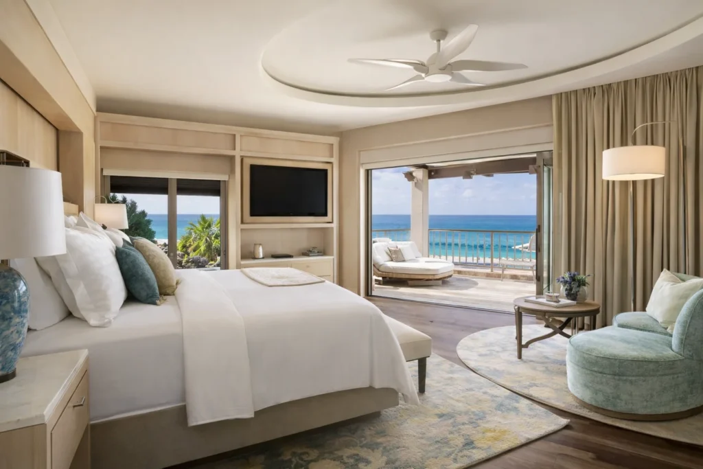 Oceanfront room at The Ritz-Carlton, Grand Cayman on Seven Mile Beach for Cayman Carnival