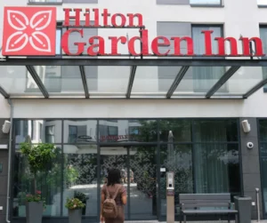 Hilton Garden Inn hotel entrance, representing hotel options for travelers deciding where to stay for Carnival 2026.