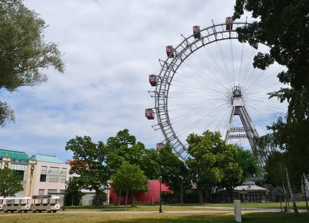 Historic Wiener Riesenrad Ferris wheel at Prater Vienna — exploring the city when carnival is canceled