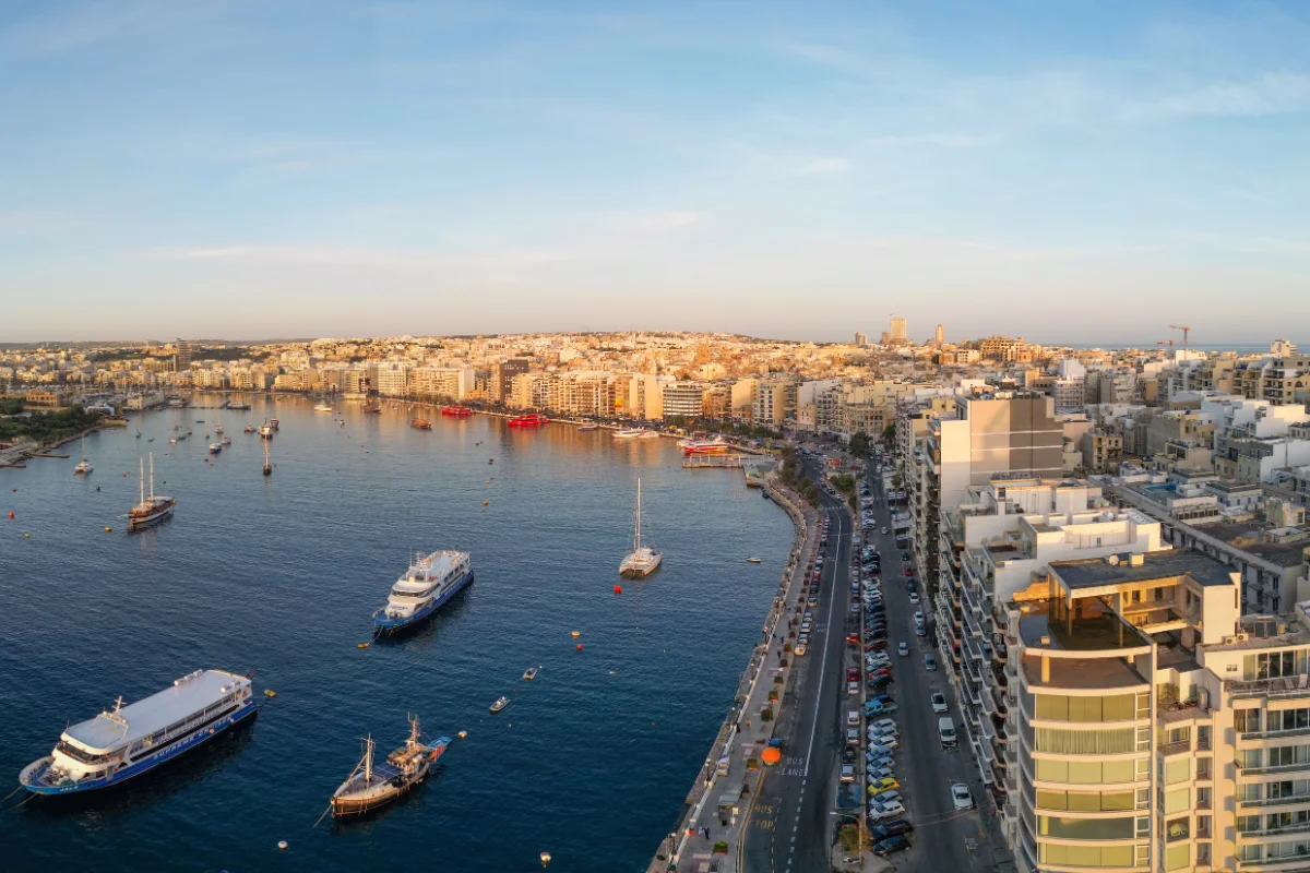 Sliema waterfront and Marsamxett Harbour, a popular area when deciding where to stay for Malta Carnival