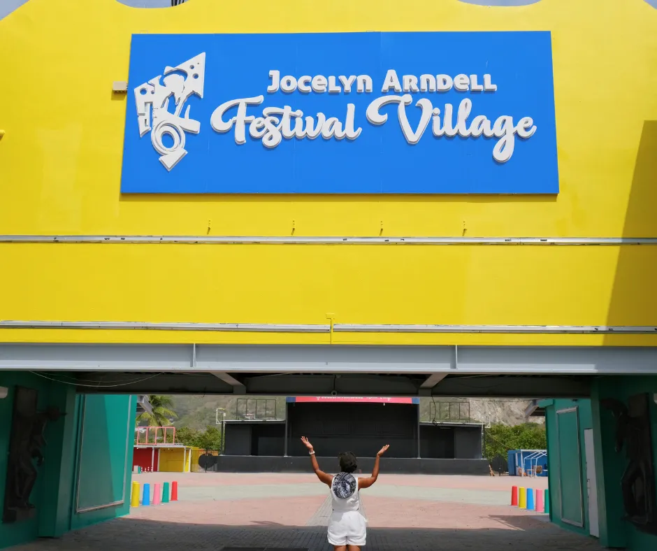 Entrance to the Jocelyn Arndell Festival Village in Philipsburg, the finishing point for SXM Carnival parades
