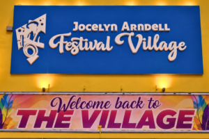 Outside entrance of the Jocelyn Arndell Festival Village in Philipsburg, the main festival venue for SXM Carnival